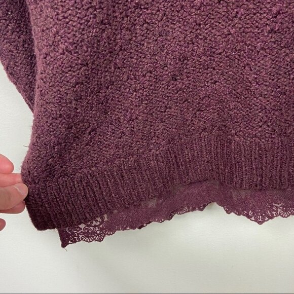 Anthropologie Knitted‎ and Knotted Knit Lace Burgundy Maroon Sweater Size XS Top - Picture 6 of 11